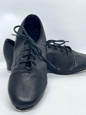 Leo's Stereo II Split-Sole Tap Shoes Black Leather Flexible Lace-Up Size 6M